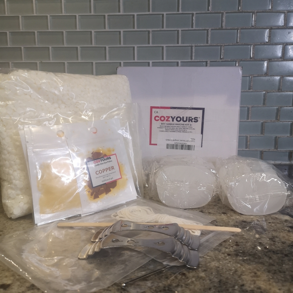 CozYours DIY Candle Making Kit 1.76 Ib Soy Wax 2 Silicone Body Molds 3.5" Tall